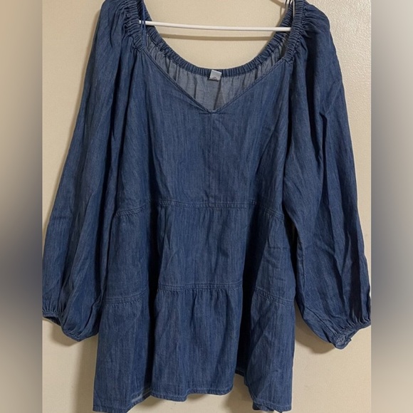Old Navy Boho Chambray Flattering Tiered Denim Swing Shirt 4X - Picture 2 of 9